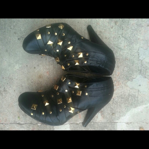 Black studded ankle boots