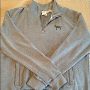 Grey PINK sz med half zip sweatshirt