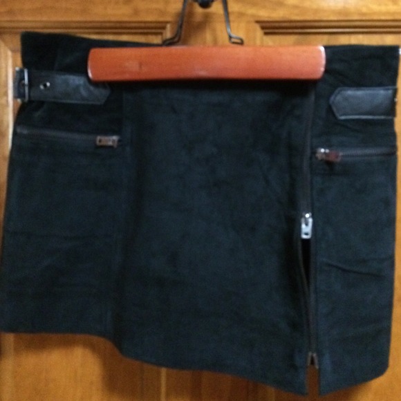 Faux suede black mini skirt by Bebe