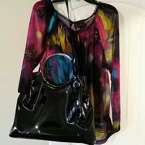 Gorgeous patent leather inspired handbag/tote.