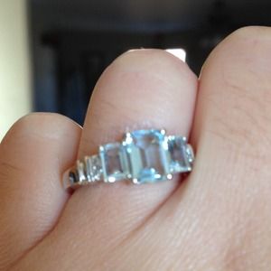 Helzberg Aquamarine ring with accent diamonds