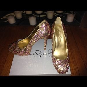 Jessica Simpson Golden Rose Sequins Heels