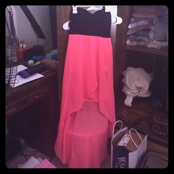 Hi Low Black/Coral dress