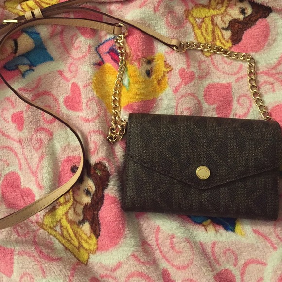 Michael Kors brown pvc wallet crossbody