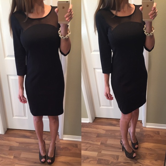 Express Dresses & Skirts - Black Pencil Dress with Black Mesh
