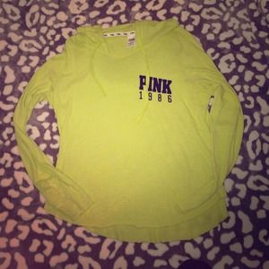 ❌Sold❌VS Pink Knit Hooded Lime Green Sweater