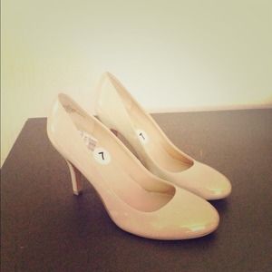 Nude Patent Leather Pumps