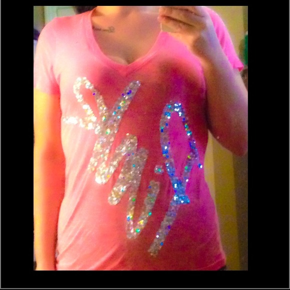 VS PINK hot pink fitted Tee