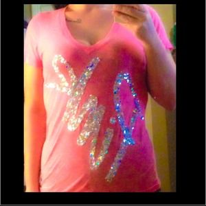 VS PINK hot pink fitted Tee