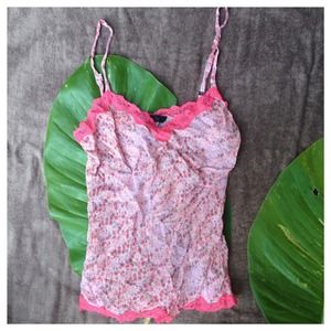 ❌SOLD❌ Express Silk Pink and Purple Floral Tank