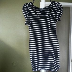 Strip black & white mini dress