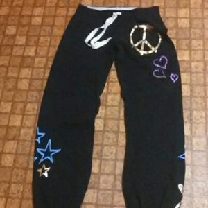 Black sweats with glitter logo