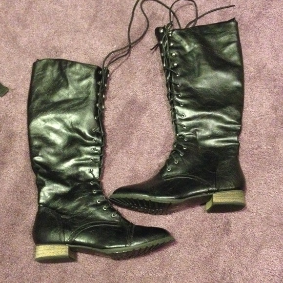 Black tall combat boots