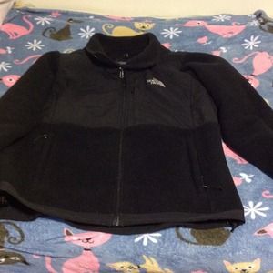 Black with white lettering North Face  fleece