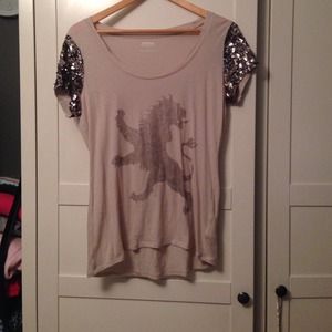 Express sequin shoulder tee