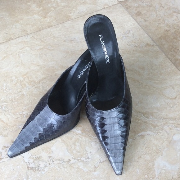 Italian made snake skin mules by Planishere
