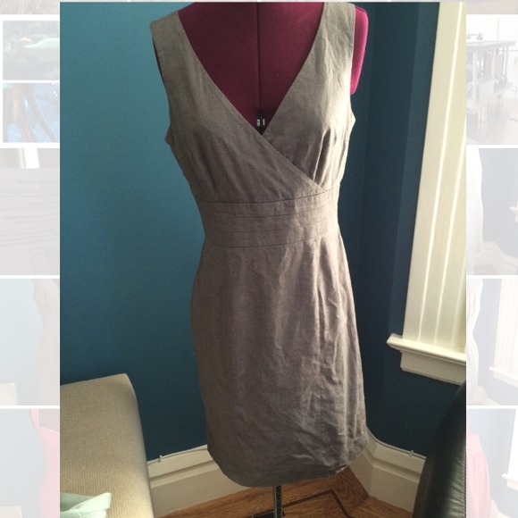 Blue-grey fitted work dress