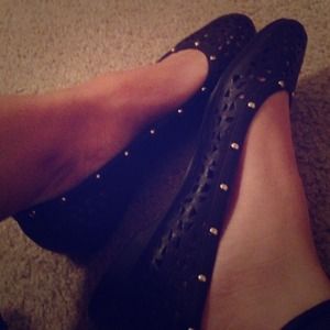 Brown leather studded Calvin Klein Flats