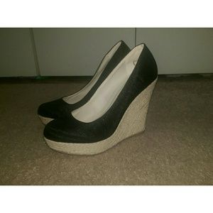 Black silk wedges