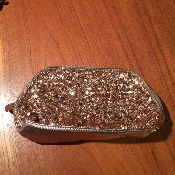 copper sequin make up bag, new