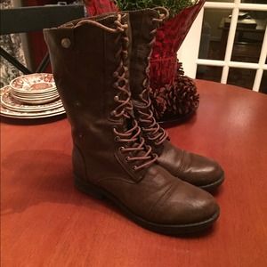 Brown army boots