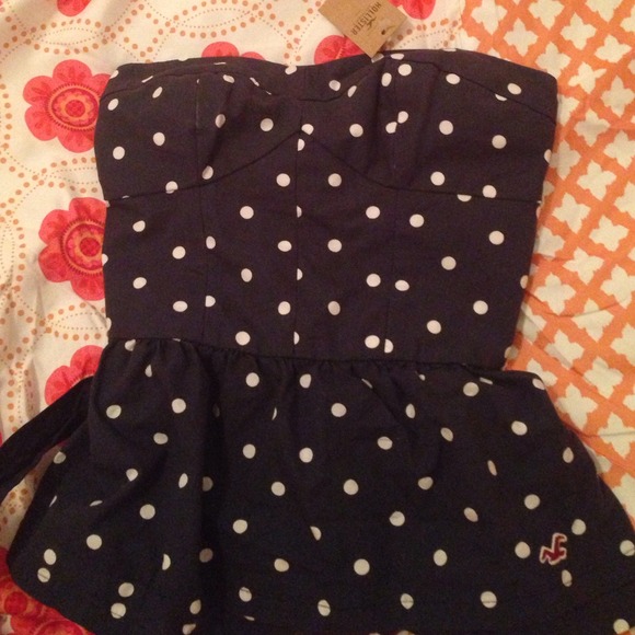 Hollister Tops - Hollister navy blue polkadot tube top
