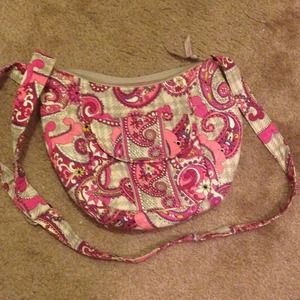 Pink paisley cross body purse