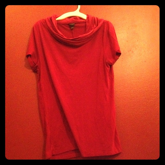 Deep pink fold over necked top