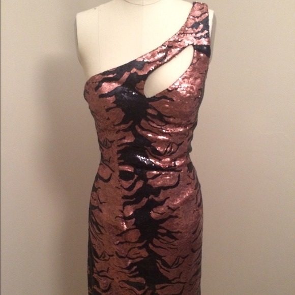 Black/rose gold color sequin dress