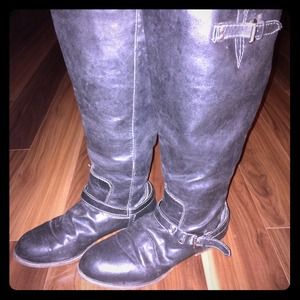 Black Distressed Knee High Boots🎁🎁