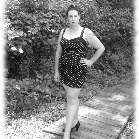 Retro Pinup Polka Dot Peplum Dress