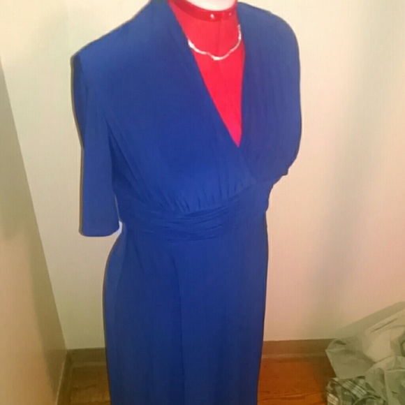 Gorgeous blue dress with a faux wrap front