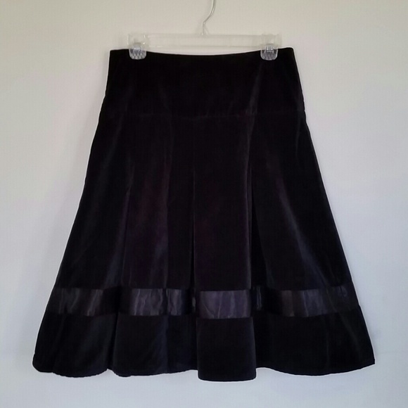 Anthropologie Black Velvet Look Holiday Skirt