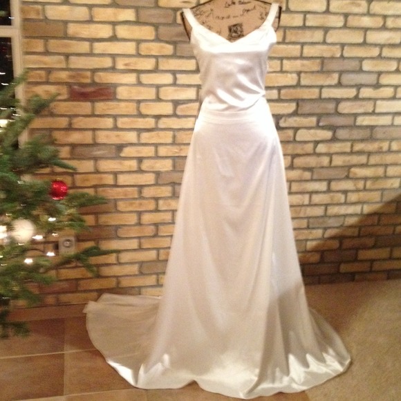 Ivory satin evening gown