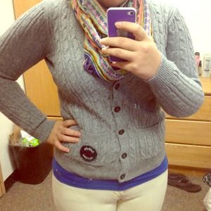 Gray Knit Hollister Cardigan/Sweater