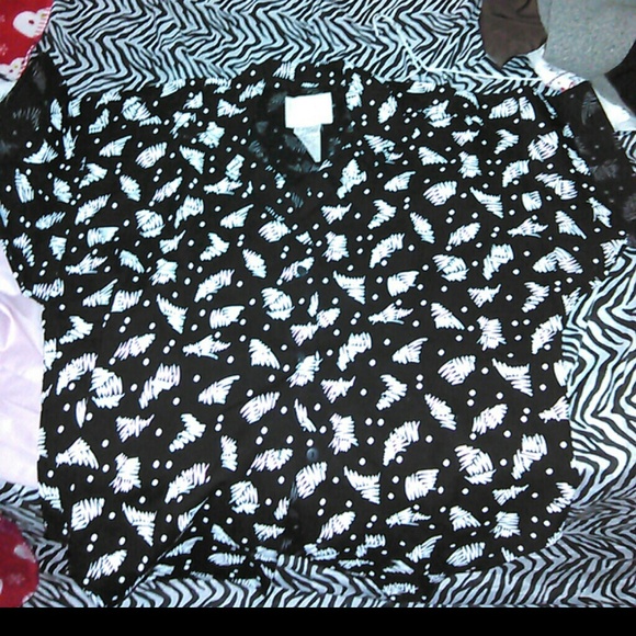 Black and.White button up