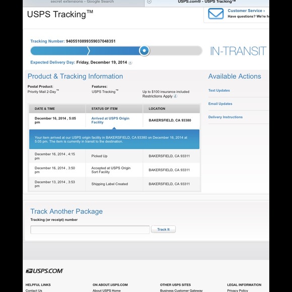 Tracking info for Karoline