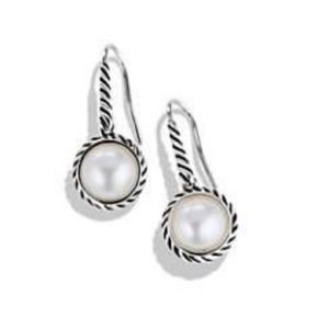 💯Authentic David Yurman Cable Drop Pearl Earrings