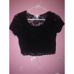 Cute Black Lace Crop Top