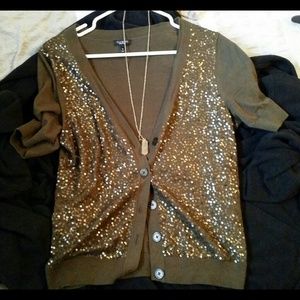 Dark green sequin cardigan