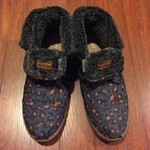 Toms botas boots blue leopard fleece