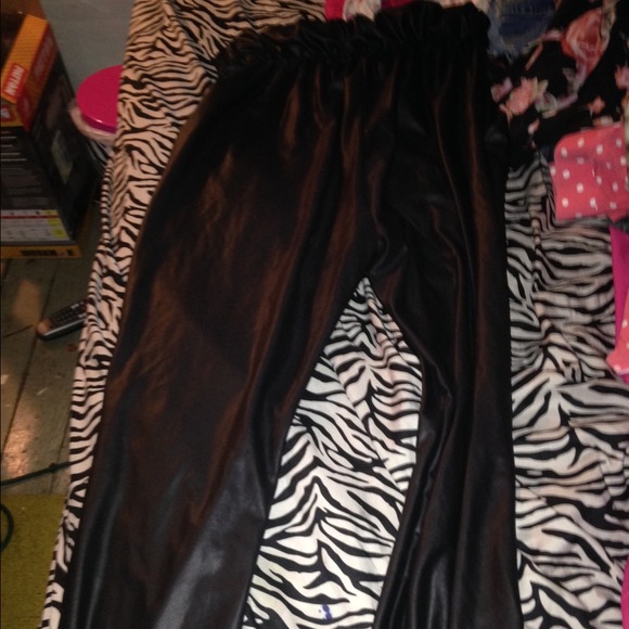 Leather black jogger pants