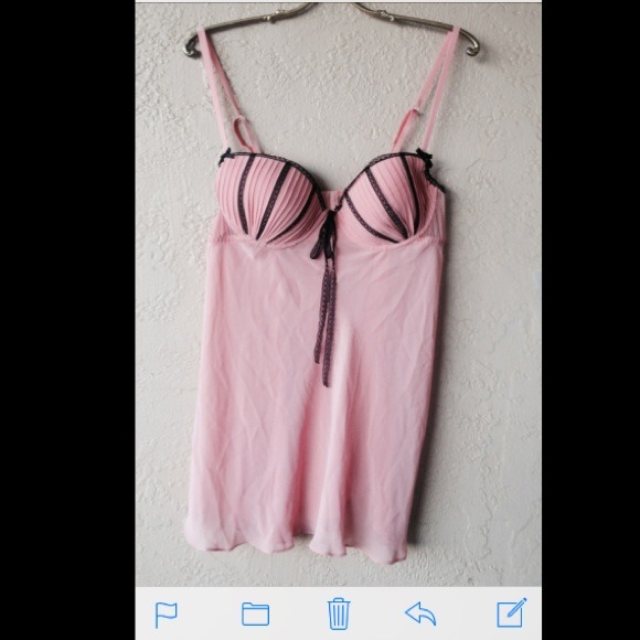 Salmon and black baby doll nightie