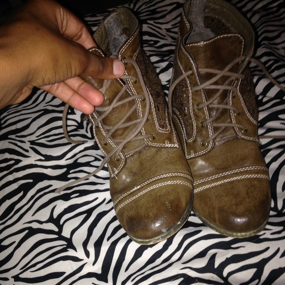Brown combat boots