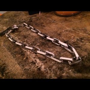 white linked necklace
