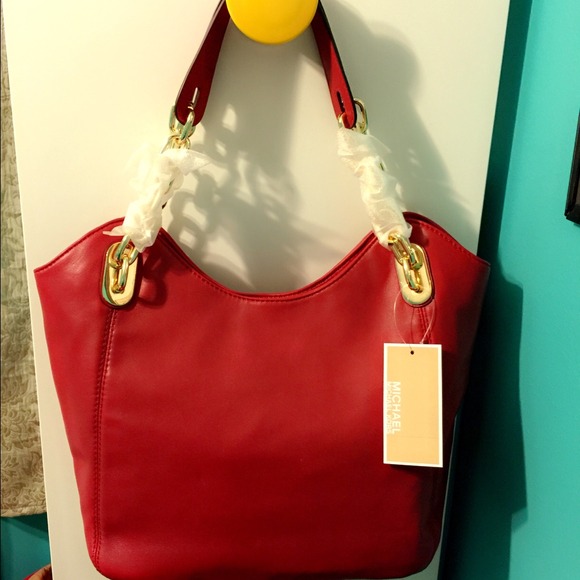 MK red tote with gold straps -authentic🎁SOLD - Picture 2 of 3
