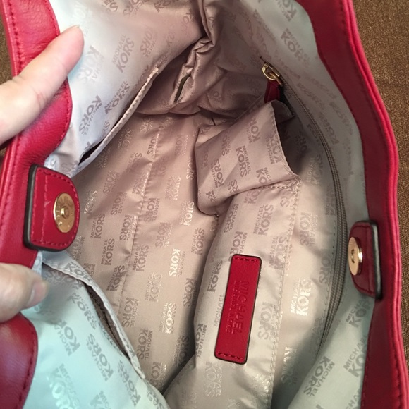 MK red tote with gold straps -authentic🎁SOLD - Picture 3 of 3