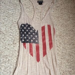 Red, white, & blue heart tank top