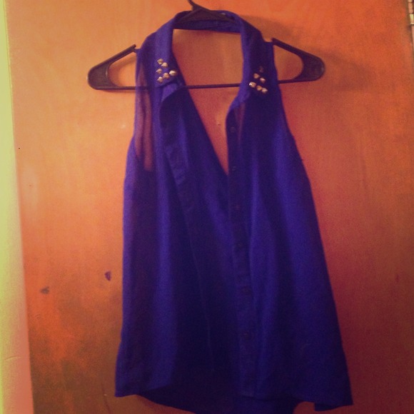Charlotte Russe royal blue studded collar top!
