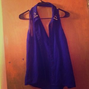 Charlotte Russe royal blue studded collar top!